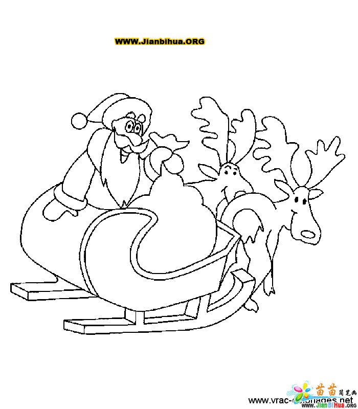 圣诞老人雪橇简笔画 圣诞老人乘雪橇简笔画