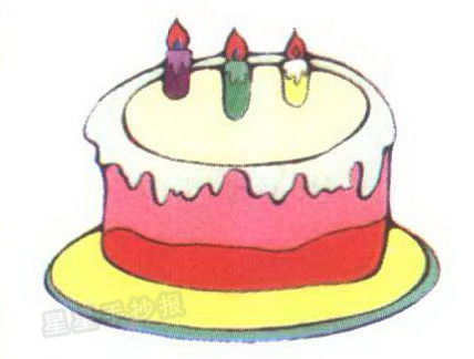 蛋糕的简笔画儿童画彩色 蛋糕简笔画彩色