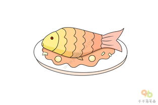 一盘鱼简笔画彩色图片