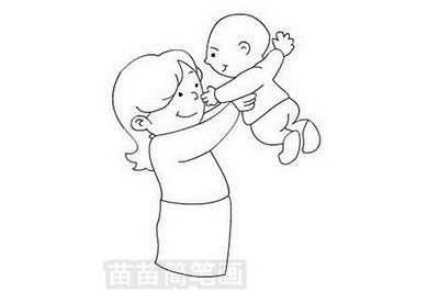 妈妈抱着孩子的简笔画 妈妈抱着孩子的简笔画的描述