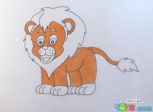 狮子儿童画 过新年舞狮子儿童画
