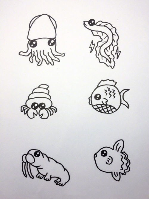 海底动物简笔画图片大全 海底动物简笔画图片大全大图卡通