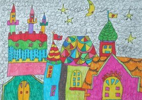 儿童画画城堡 小学一年级画的城堡
