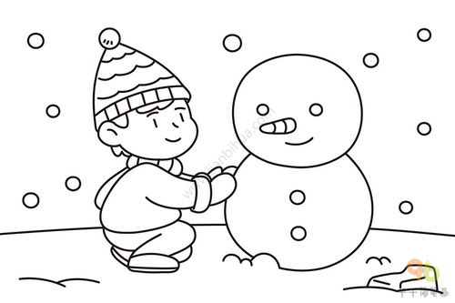 冬天的雪人图片简笔画 冬天的雪人简笔画