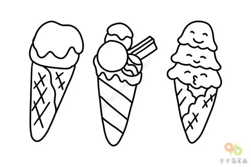 冰激凌的简笔画 夏天吃冰激凌的简笔画