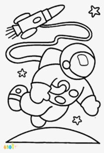 宇航员简笔画涂色 太空宇航员简笔画涂色