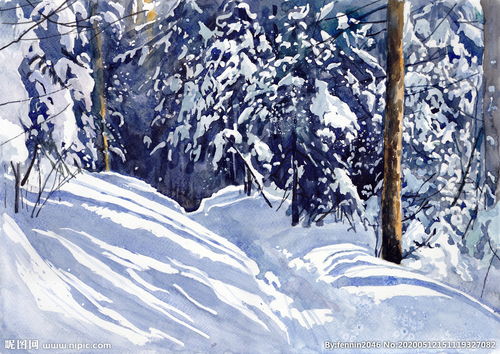 冬天的雪景图片儿童画 冬天雪景图儿童绘画