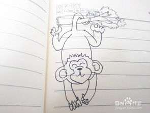 猴子爬树简笔画步骤图片