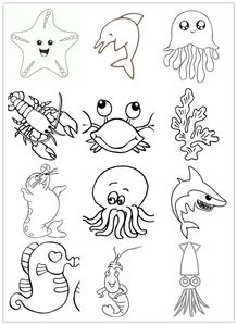 海洋生物简笔画 海洋生物简笔画图片大全