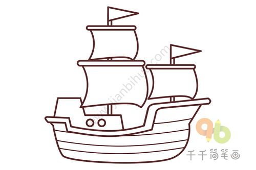 古代小船简笔画渔船图片