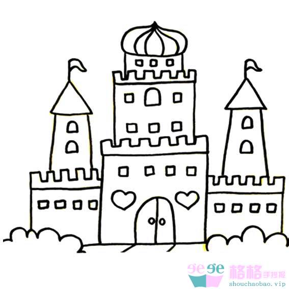 儿童简笔画城堡 3-6岁儿童简笔画城堡