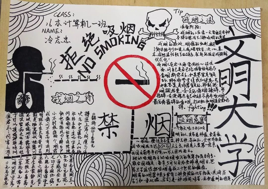 关于禁烟的手抄报 关于禁烟的手抄报图片大全图片
