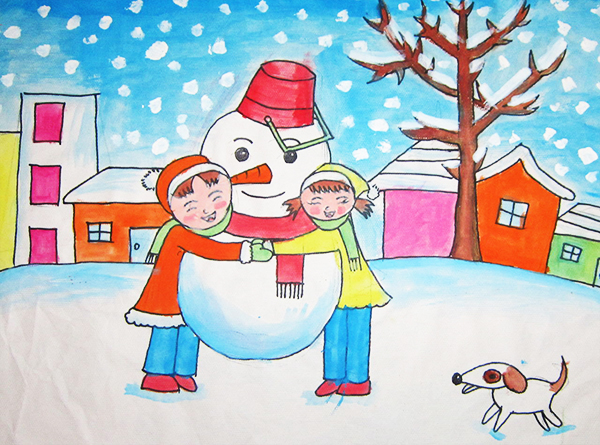10一13儿童冬天雪景画 冬天雪景图儿童绘画