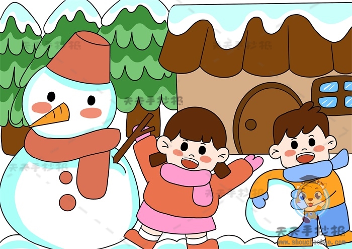 儿童简笔画冬天的景色画法图片以冬天为主题的儿童画怎么画儿童画冬天