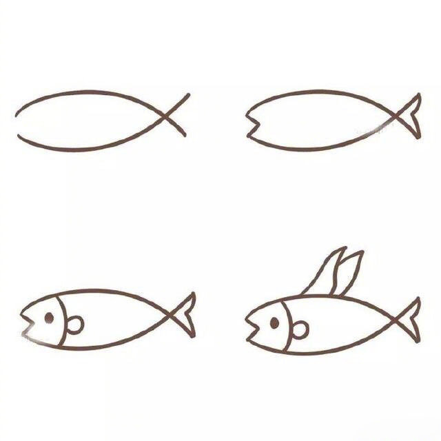 罗非鱼简笔画教程图片