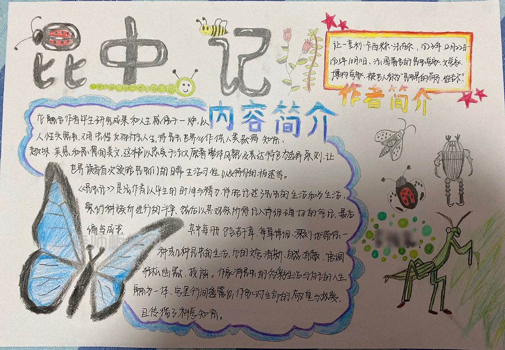 昆虫记手抄报简单又漂亮 昆虫记手抄报简单又漂亮字又少三年级