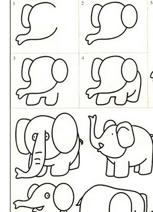 大象简笔画步骤图片