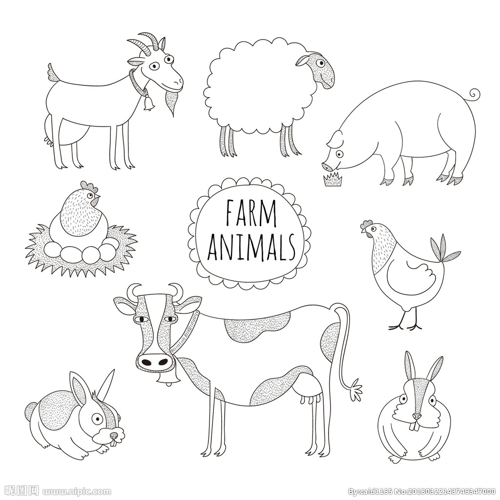 农场里的小动物简笔画图片