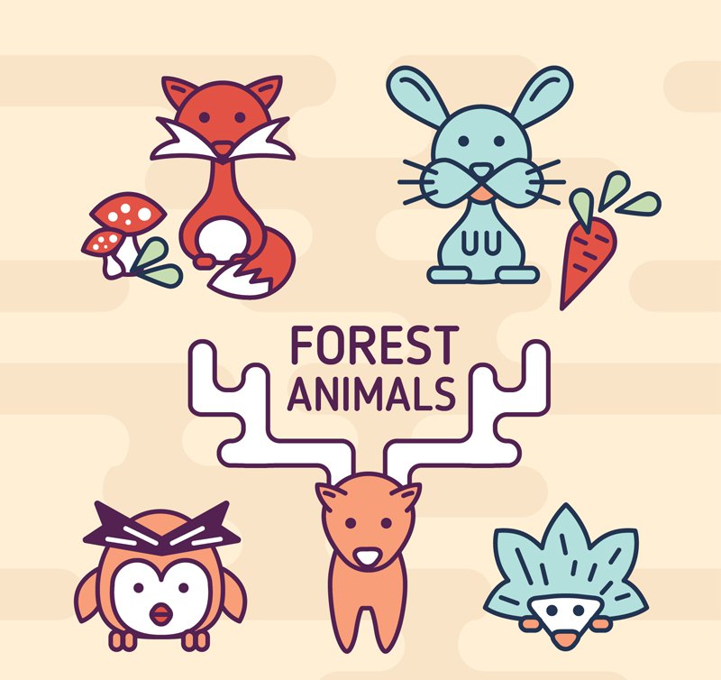 动物森林简笔画 动物森林简笔画图片大全