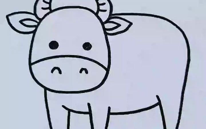 牛简笔画侧身图片