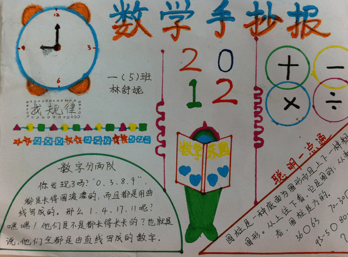 四年级数学上册手抄报 四年级数学上册手抄报简单又漂亮