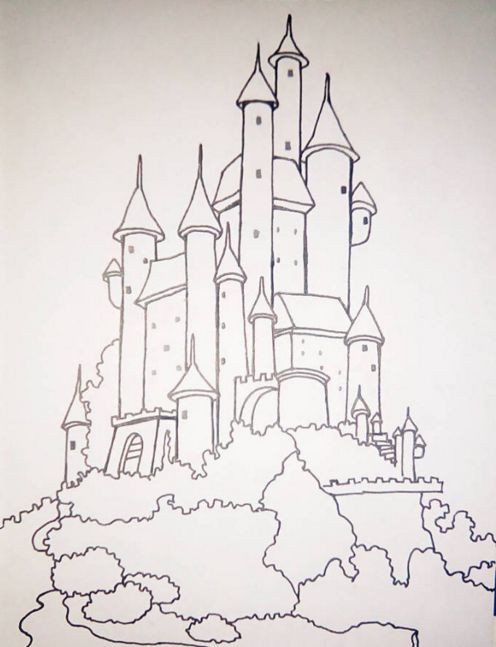 城堡简笔画简单城堡简笔画简单又漂亮带颜色