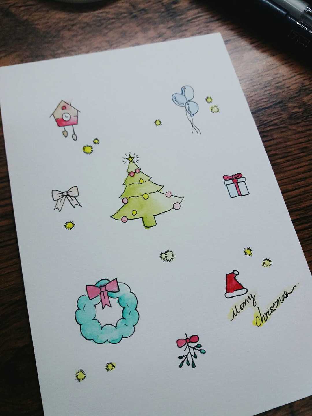 圣诞节贺卡图片制作简笔画 圣诞节的贺卡图片简画