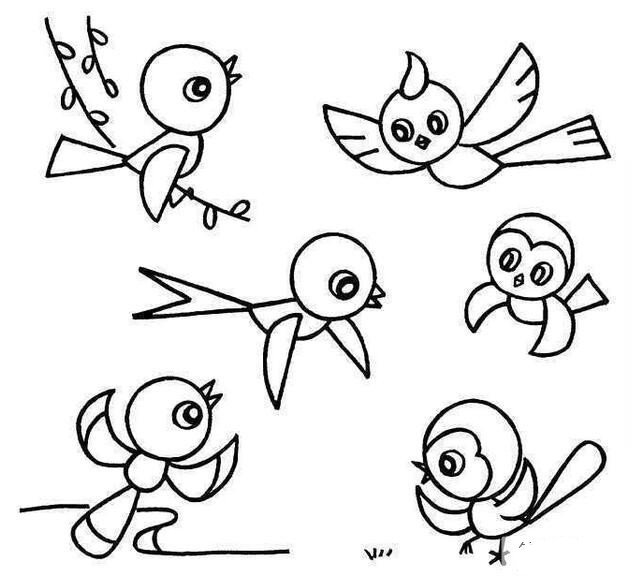 小鸟简笔画可爱 鸟怎么画简单可爱