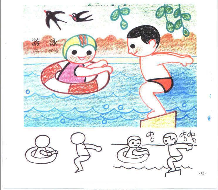 游泳的简笔画儿童画 游泳的简笔画儿童画一等奖