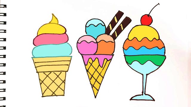 甜筒冰淇淋简笔画 甜筒冰淇淋简笔画图片