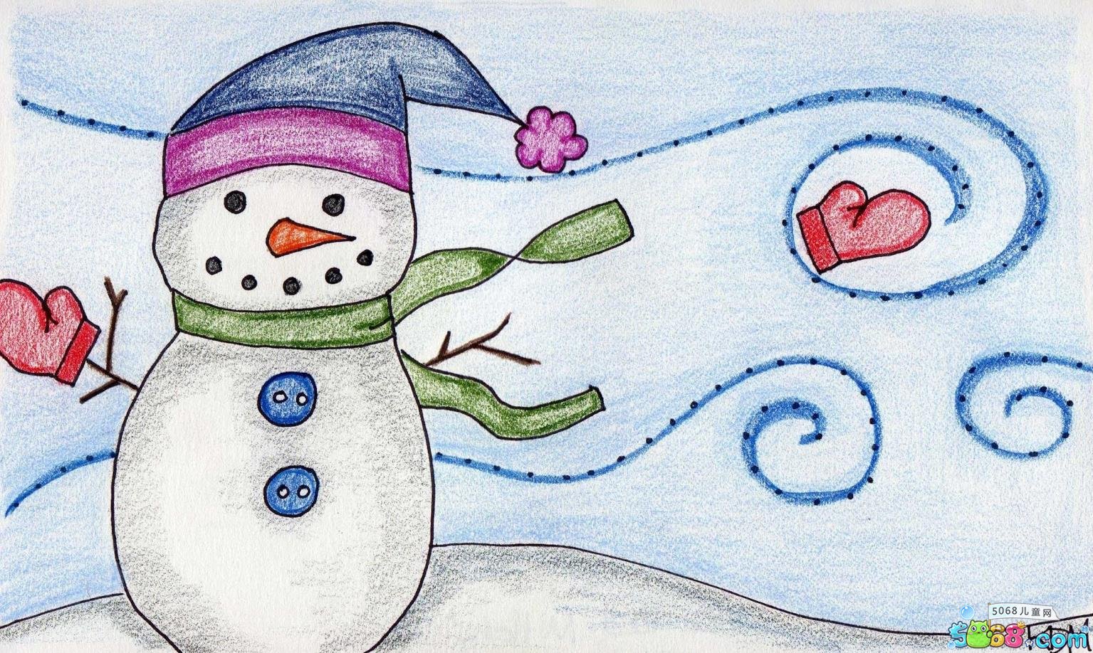 儿童雪人画 儿童雪人画画