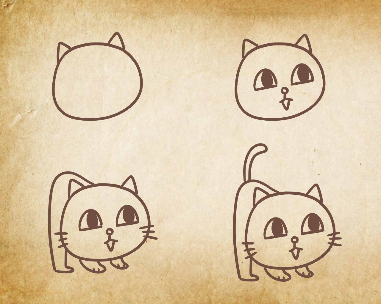 小猫图片简笔画带颜色 小猫图片简笔画带颜色画报