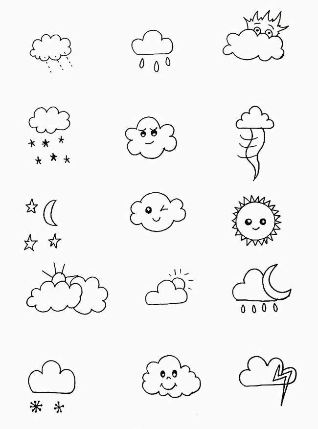 天气图标简笔画 刮风天气图标简笔画