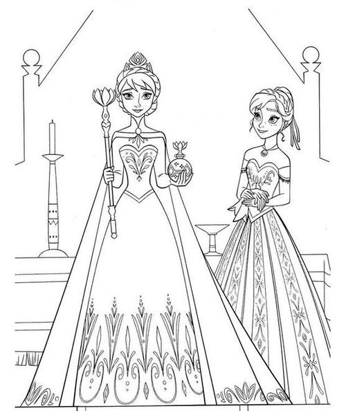 爱莎儿童画冰雪奇缘简笔画之小公主艾莎和安娜漂亮的安娜小公主冰雪