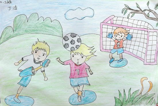 足球画儿童 足球画儿童画图片一年级