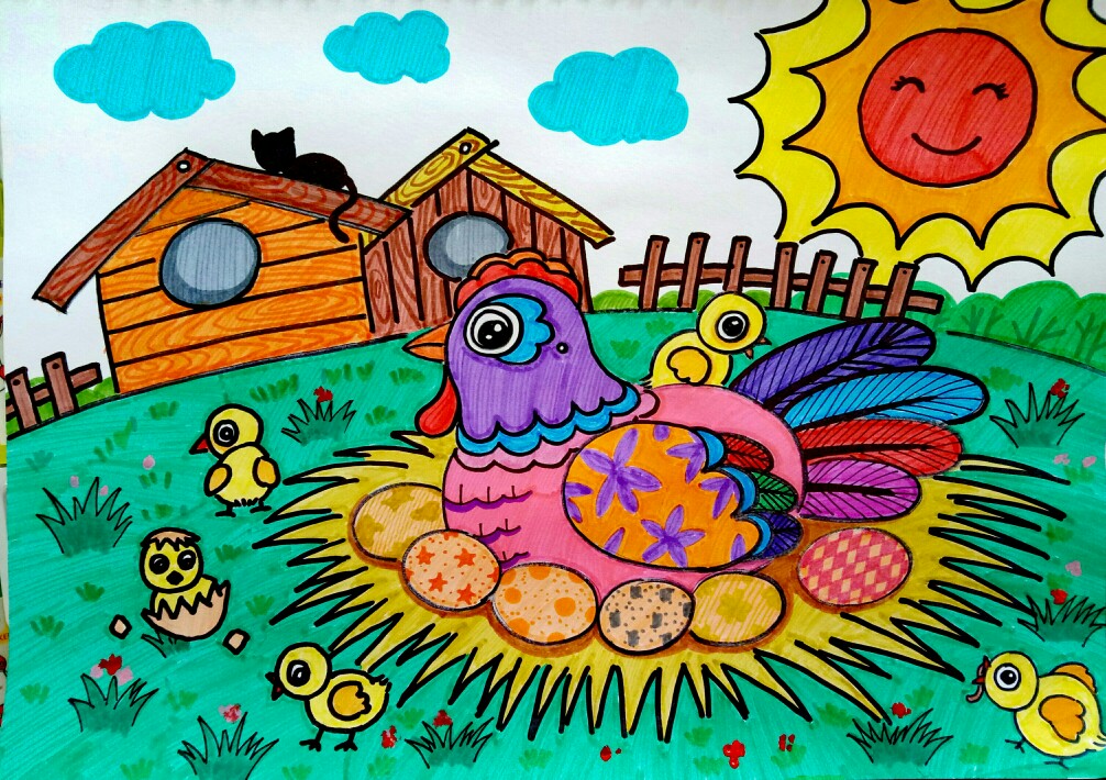 儿童画农场的动物农场图画简笔画(第1页)
