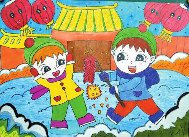 春节主题儿童画 春节主题儿童画绘画作品