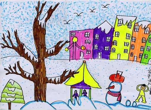 儿童画雪景图片大全 儿童雪景绘画图片大全大图