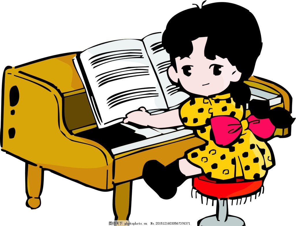 卡通水彩钢琴图片素材免费下载 - 觅知网