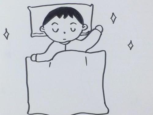 小孩在床上睡觉简笔画图片