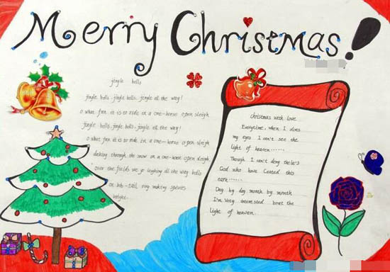 以圣诞节为主题的英语手抄报 以圣诞节为主题的英语手抄报图片