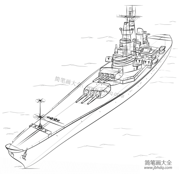 中国战舰简笔画 中国战舰简笔画彩色