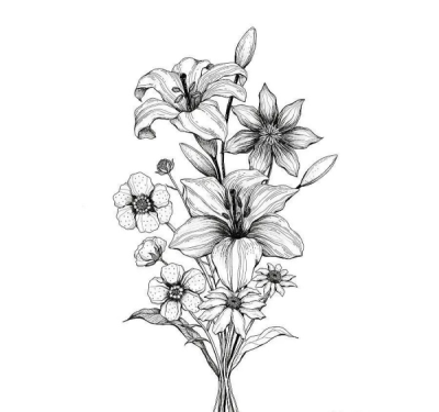 黑白装饰画花卉 黑白装饰画花卉简单