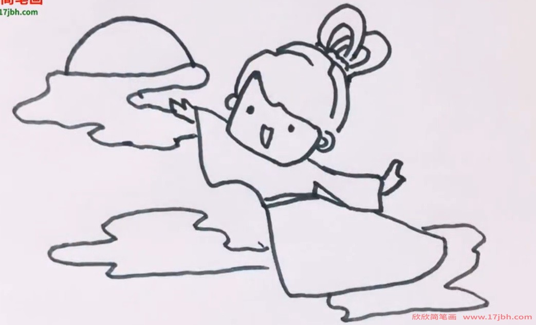 嫦娥奔月儿童画 步骤图片