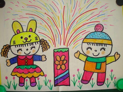春节主题儿童画 春节主题儿童画绘画作品