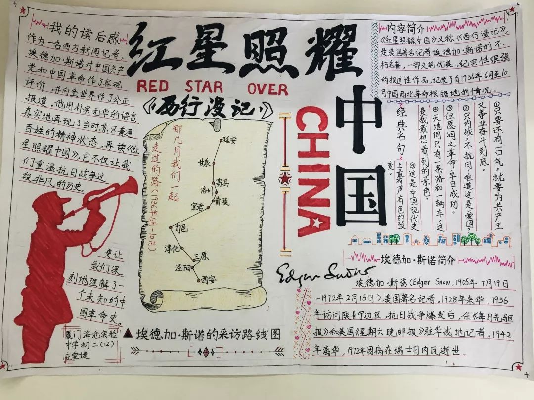 读书卡红星照耀中国 读书卡红星照耀中国模板初二