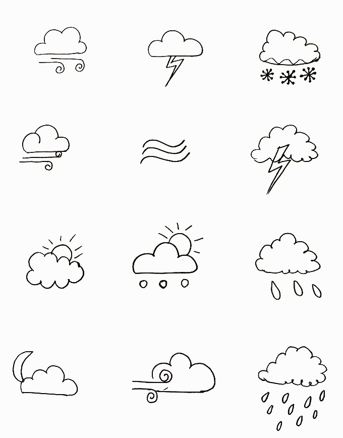 天气图标简笔画 刮风天气图标简笔画