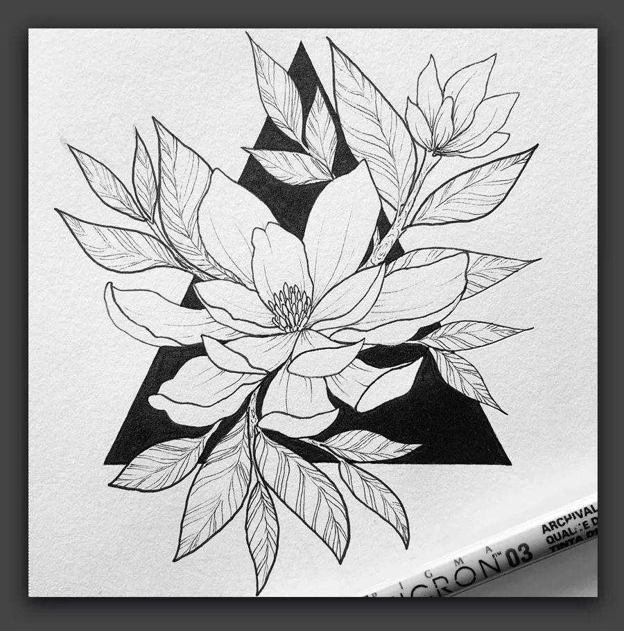黑白装饰画 简单 花朵图片